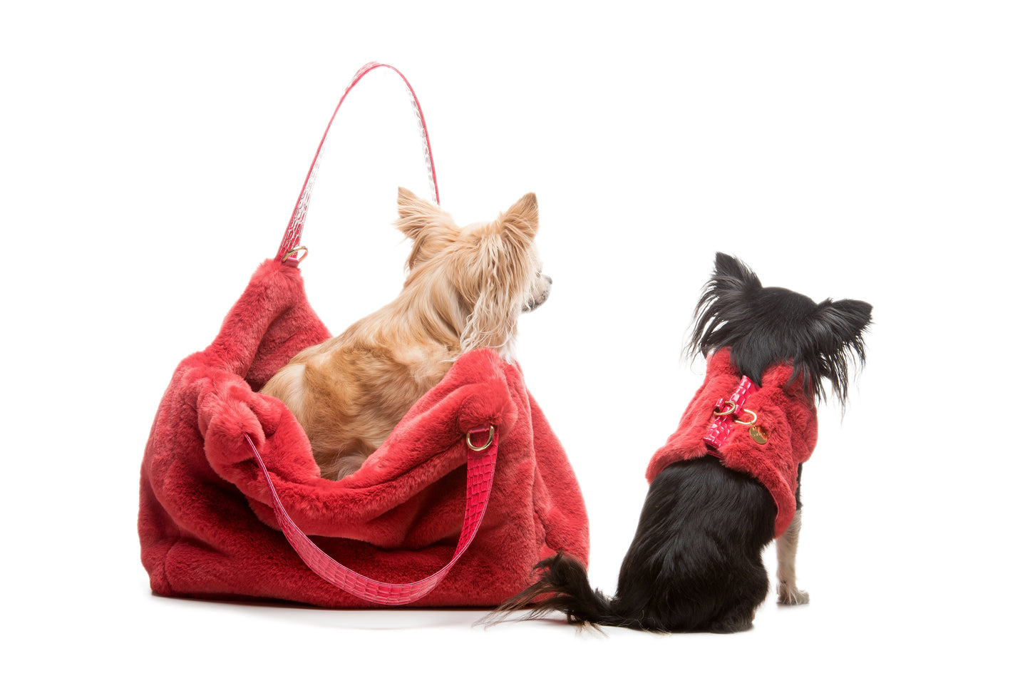 Borsa per cani natalizia rossa in ecopelliccia | My Pet Luxury Boutique | mypetluxuryboutique.com