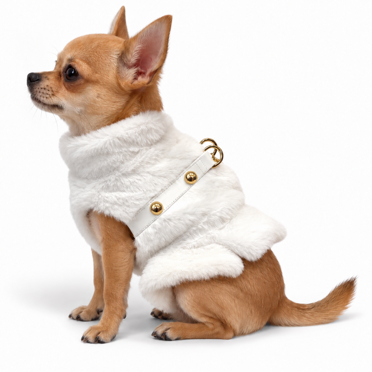 Studded Ruffled Fur Harness