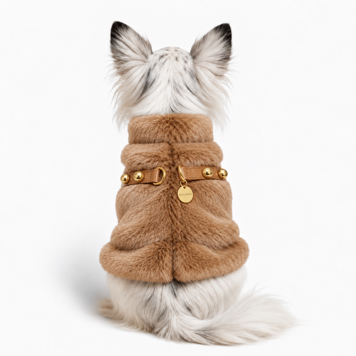 Studded Ruffled Fur Harness