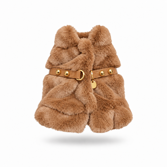 Studded Ruffled Fur Harness